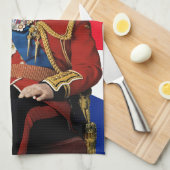 Koning Charles III Britse vlag Kerstmis Groet Theedoek (Quarter Fold)