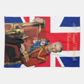 Koning Charles III Britse vlag Kerstmis Groet Theedoek (Horizontaal)