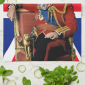 Koning Charles III Britse vlag Kerstmis Groet Theedoek (Gevouwen)