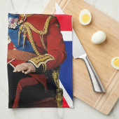 Koning Charles III Britse vlag Kerstmis Groet Theedoek (Quarter Fold)