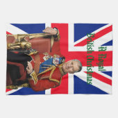 Koning Charles III Britse vlag Kerstmis Groet Theedoek (Horizontaal)