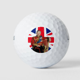 Koning Charles III Britse vlag Rood Wit Blauw Golfballen