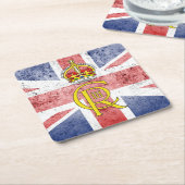 Koning Charles III-centimeter/Unievlagpapier onder Kartonnen Onderzetters (Schuin)