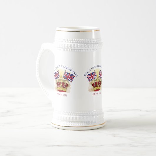 Koning Charles III Coronation Crown en Flags Bierpul (Voorkant links)