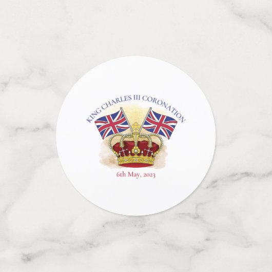 Koning Charles III Coronation Crown en Flags Confetti (Kleine voorkant)