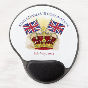 Koning Charles III Coronation Crown en Flags Gel Muismat
