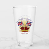 Koning Charles III Coronation Crown en Flags Glas (Voorkant)