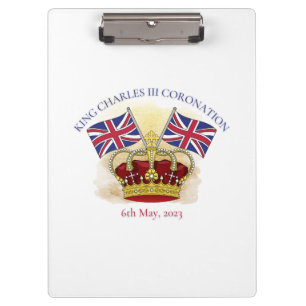 Koning Charles III Coronation Crown en Flags Klembord
