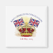 Koning Charles III Coronation Crown en Flags Magneet (Voorkant)