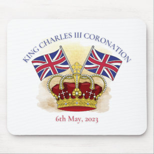 Koning Charles III Coronation Crown en Flags Muismat