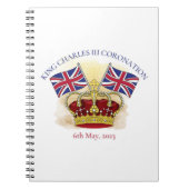 Koning Charles III Coronation Crown en Flags Notitieboek (Voorkant)