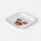 Koning Charles III Coronation Crown en Flags Papieren Bordje (Gebogen)