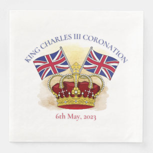 Koning Charles III Coronation Crown en Flags Servet