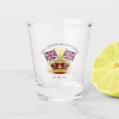 Koning Charles III Coronation Crown en Flags Shot Glas (Voorkant)