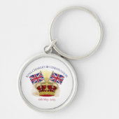 Koning Charles III Coronation Crown en Flags Sleutelhanger (Voorkant)