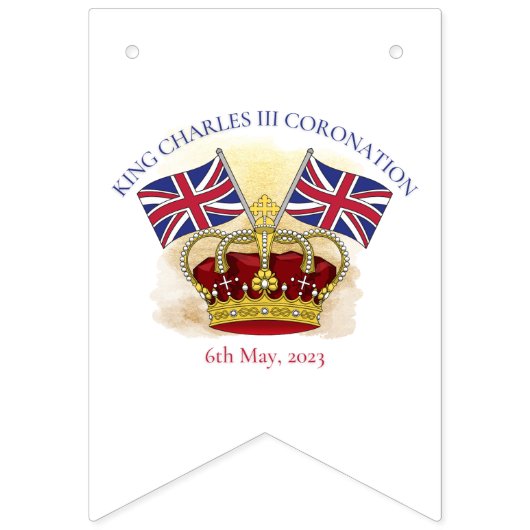 Koning Charles III Coronation Crown en Flags Vlaggetjes (Tweede vlag)