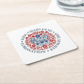 Koning Charles III Coronation logo herdenking Kartonnen Onderzetters (Schuin)