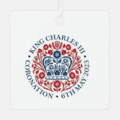 Koning Charles III Coronation logo herdenking Metalen Ornament (Voorkant)
