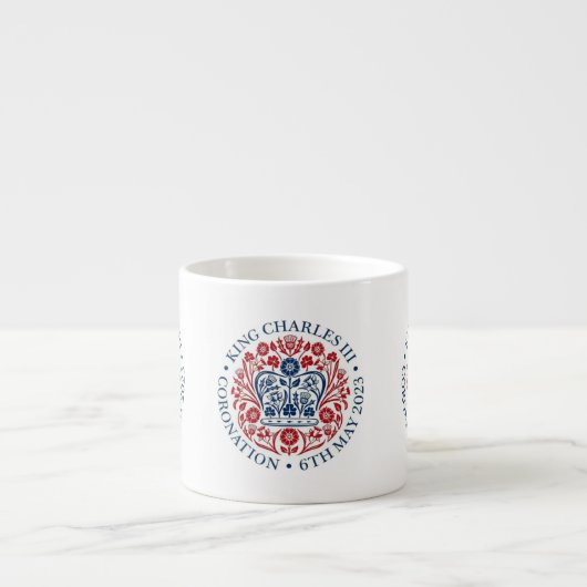 Koning Charles III Coronation logo herdenkingsbeke Espresso Kop (Voorkant)