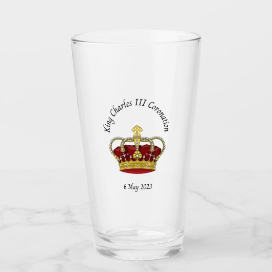 Koning Charles III Herdenkingsherdenkingstumbler Glas (Voorkant)