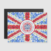 Koning Charles III Kroning Bloemen UK Vlag magneet (Voorkant / Achterkant)