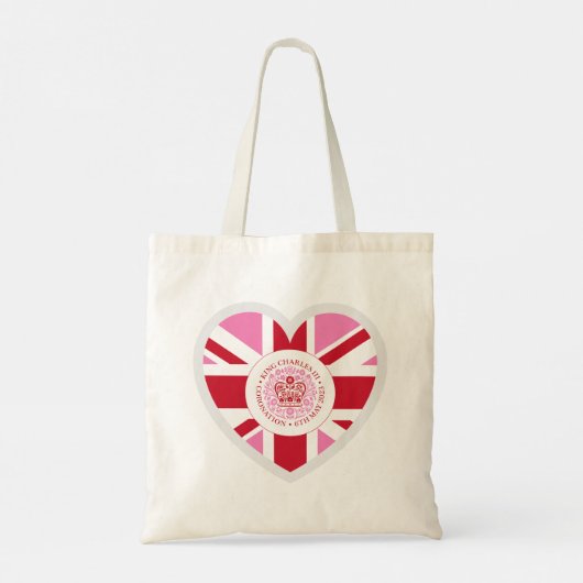 Koning Charles III kroning rood en roze Logo Tote Bag (Achterkant)