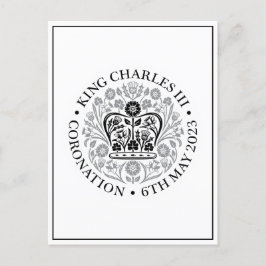 Koning Charles III kroning zwart Logo souvenir Briefkaart