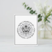 Koning Charles III kroning zwart Logo souvenir Briefkaart (Staand voorkant)