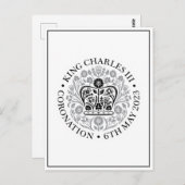 Koning Charles III kroning zwart Logo souvenir Briefkaart (Voorkant / Achterkant)