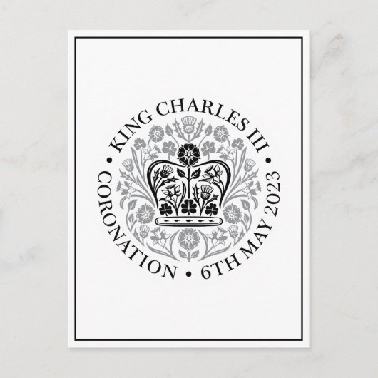 Koning Charles III kroning zwart Logo souvenir Briefkaart (Voorkant)