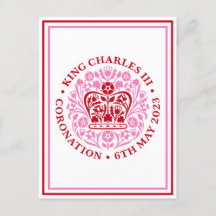 Koning Charles III Kroningsembleem Logo Rood Roze