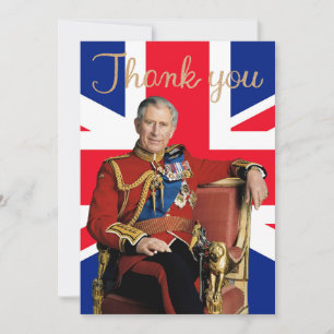Koning Charles III met Britse vlag Bedankkaart