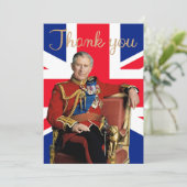 Koning Charles III met Britse vlag Bedankkaart (Staand voorkant)