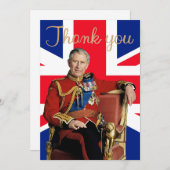 Koning Charles III met Britse vlag Bedankkaart (Voorkant / Achterkant)