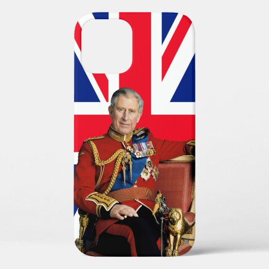 Koning Charles III met Britse vlag Case-Mate iPhone Case (Achterkant)