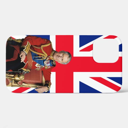 Koning Charles III met Britse vlag Case-Mate iPhone Case (Achterkant (horizontaal))