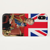 Koning Charles III met Britse vlag Case-Mate iPhone Case (Achterkant (horizontaal))