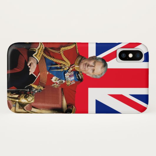 Koning Charles III met Britse vlag Case-Mate iPhone Case (Achterkant (horizontaal))