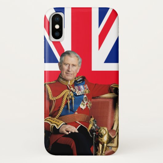 Koning Charles III met Britse vlag Case-Mate iPhone Case (Achterkant)