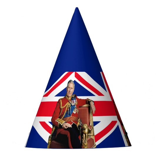 Koning Charles III met Britse vlag Feesthoedjes (Voorkant)