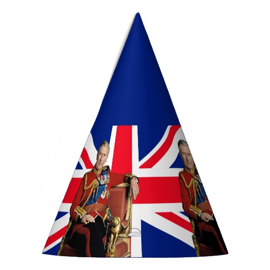 Koning Charles III met Britse vlag Feesthoedjes (Links)