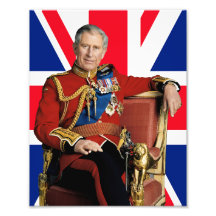 Koning Charles III met Britse vlag