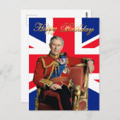 Koning Charles III met Britse vlag Gefeliciteerd m Briefkaart (Voorkant / Achterkant)