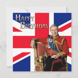 Koning Charles III met Britse vlag Gefeliciteerd v Kaart