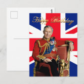Koning Charles III met Britse vlag Gelukkige Verja Briefkaart (Voorkant / Achterkant)