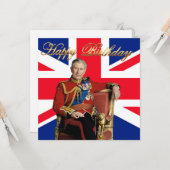 Koning Charles III met Britse vlag Gelukkige Verja Kaart (Voorkant / Achterkant in situ)