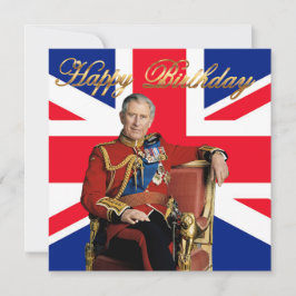 Koning Charles III met Britse vlag Gelukkige Verja Kaart
