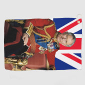 Koning Charles III met Britse vlag Golfhanddoek (Horizontaal)