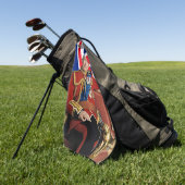 Koning Charles III met Britse vlag Golfhanddoek (Groen)