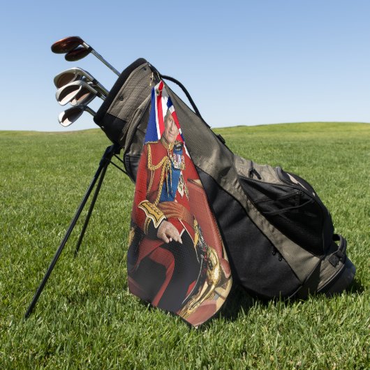 Koning Charles III met Britse vlag Golfhanddoek (Groen)